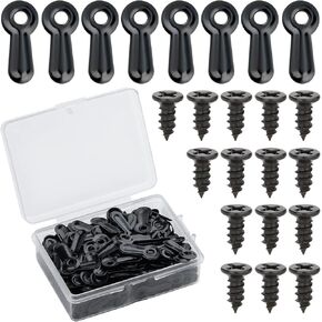 AIEX 160 Pcs Frame Picture Turn Button Fasteners and 160 Pcs Flat Head Picture Frame Hanging Screws, Prime Iron Turn Button Latch, Photo Frames Hardware Backing Clips (Black)