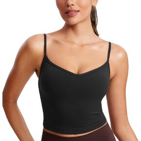 CRZ YOGA Butterluxe Womens Sweetheart Longline Sports Bra - Adjustable Thin Strap Workout Tank Tops Yoga Padded Camisole