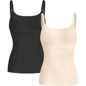 LODAY Compression Tank Tops for Women Tummy Control Shapewear Seamless Body Shaper Workout V-Neck Camisole Cami Tops