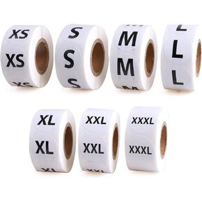 3500 Pieces Clothing Size Stickers 7/8" Colorful Apparel Size Stickers for Clothing, 7 Rolls, All 7 Sizes Labels(XS to XXXL)