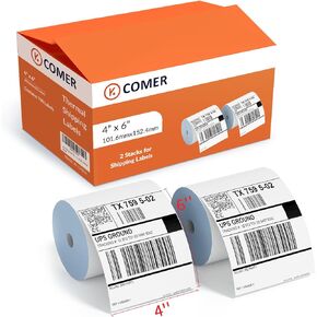 K Comer 4x6 Thermal Shipping Labels (2 Rolls, 700 Printer Labels) Stickers Printable,Waterproof,Self Adhesive,Mailing Address Labels for Packages Compatible with K Comer MUNBYN, Rollo, Zebra