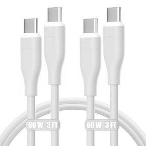 USB-C to USB-C Fast Charging Cable (2-Pack, 6ft) 60W Type C Charger Cable for Apple Certified USB C Cord Compatible with iPhone 15 Pro Max Plus Samsung S24 S23 S22 MacBook Air iPad Pro - Pink