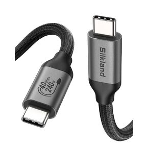Silkland USB 4 Cable for Thunderbolt 4 Cable 4FT, 40Gbps Data Sync, 240W Fast Charging, 8K/5K@60Hz, [USB-IF Certified] Netbraid-48 USB C Thunderbolt Cable, Compatible for MacBook, iPad, Docking, SSD