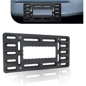 1 PC Car License Plate Frame, 12.08" x 6.02" Waterproof Rust-Proof Matte US License Plate Frame Bumper, Auto Tag Frame Adapter Mounting Accessory, Compatible with Most Car Models (Black)