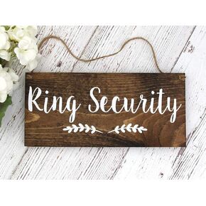 Rustic Ring Security Wood Sign Wedding Quotes Hand Painted Sign Wood Hanging Plaque Wedding Home Wall Art Decorations Valentine's Day Wedding Gift to Bride Groom