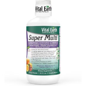 Vital Earth Minerals Super Multi – Liquid Multivitamins for Women, Men & Kids, Liquid Vitamins with Fulvic Acid for Better Absorption, MTHFR Support, 32 Oz + 1 Oz Cup