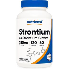 Nutricost Strontium Capsules 750mg, 120 Capsules - Vegetarian, Non-GMO, Gluten Free