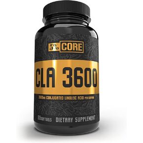 5% Nutrition Core CLA Supplement for Weight Loss, Metabolism Support & Muscle Preservation | 3,600 mg of Conjugated Linoleic Acid from 4,500 mg of Safflower Oil (30 Servings / 90 Softgels)