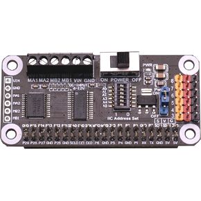 Motor and Servo Driver HAT for Raspberry Pi Zero/Zero W/Zero WH/2B/3B/3B+/4B, Adopting Dual Chips PCA9685+TB6612, Drive Two DC Motors