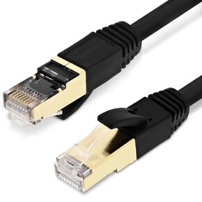 Flat Cat 7 Ethernet Cable, [33ft / 10M] Internet Network LAN High Speed [10Gbps / 600Mhz] RJ45 Computer Cord (White 33ft)