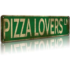 KooLL Pizza Lovers ln Sign Vintage Metal Sign Retro Metal Plaque Bar Pub Poster Wall Decor for Bedroom Home Bar Garage Art Gift 4" by 16"