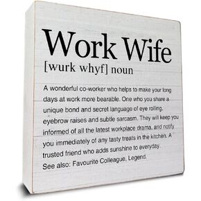 Work Wife Gifts for Women Work Wife Definition Art Wooden Box Sign Decorative Wooden Sign Home Office Decor for Desk Table Shelf 5 x 5 Inches