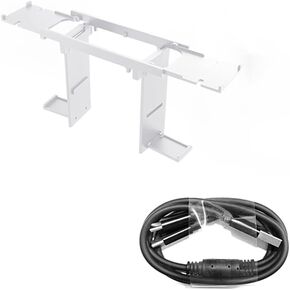 PS5 Headphone Holder,Foldable Headphone Holder Stand Bracket for PS5 VR2 Headset Controller with Charging Cable (White)