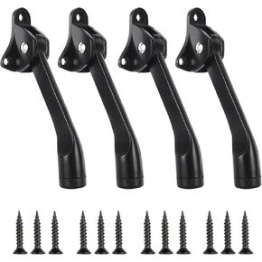 6 Packs Door Stopper, 4 Inch Kickdown Door Stop for Bottom of Door Kick Down Door Stoppers Kickstand Replacements, Heavy Duty Metal Doorstop Door Holder with Rubber Tip, Satin Nickel