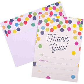 GSM Brands Thank You Cards for Kids - 20 Cards with Envelopes
