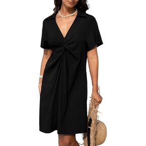 CUPSHE Womens Bathing Suit Cover Ups Short Sleeve Twist Front Swim Beach Coverup Casual T-Shirt Dress