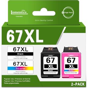 67XL Ink Cartridges Black Color Combo Pack Replacement for HP 67 67XL Ink for Envy 6000e 6400e 6452e 6458e 6455e 6065e Deskjet 4255e 2855e 2734e 2742e 4158e 4158e Printer (2 Pack)