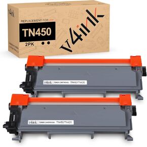 v4ink Compatible Toner Cartridge Replacement for Brother TN450 TN420 Black Toner Cartridge High Yield Use for HL-2240d HL-2270dw HL-2280dw MFC-7360n MFC-7860dw IntelliFax 2840 2940 Printer 2 Packs
