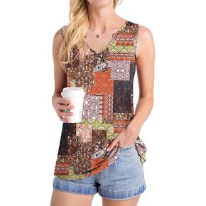 BISHUIGE Women's 2023 Summer Sleeveless Tunic Tops Casual Loose V Neck Comfy T-shirts Blouse For Leggings