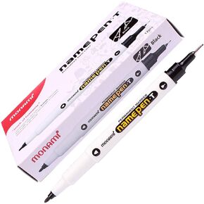Monami Permanent Ink Marker Name Pen (T) Twin Liner Black (Pack of 12 Markers)