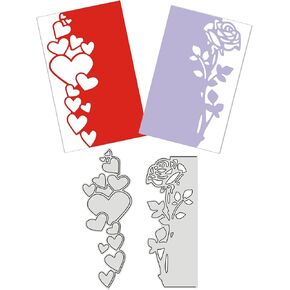 2Pcs Rose Flower Heart Border Metal Cutting Dies Lace Edge Frame Wedding Cutting Dies Cut Stencils for DIY Scrapbooking Photo Decorative Embossing Paper Card Making