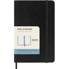 Moleskine Classic 12 Month 2025 Monthly Planner, Soft Cover, Pocket (3.5" x 5.5"), Black, 128 pages