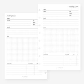 Half Letter Meeting Notes Planner Insert 8-Disc Agenda Refill for Levenger Circa Junior, Arc by Staples, TUL Junior 5.5 x 8.5 in