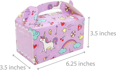 Handle Cardboard Treat Boxes 6.25 X 3.5 X 3.5 Inches, Pack of 12pcs Pastel Color Cute Birthday Boxes, Party Favor Gifting Gable Boxes in Saudi Arabia
