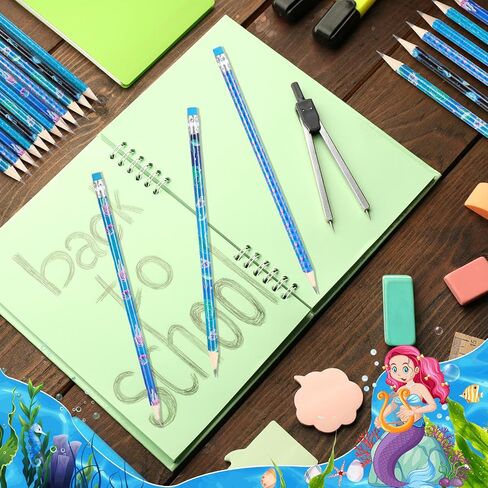 72 Pieces Mermaid Pencils Ocean Animal Pencils Mermaid Scale Pencils Sea Creature Oceanic Design Pencils with Eraser for 100th Day of School Home Office School Party Favor Supplies Summer Pencils in Saudi Arabia