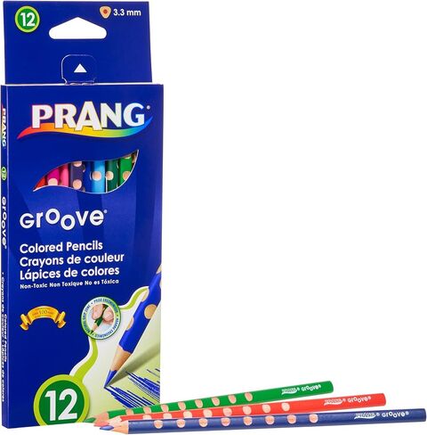 Prang Groove Triangular Colored Pencils, 3.3 Millimeter Cores, 7 Inch Length, Assorted Colors, 24 Count (28124) in Kuwait