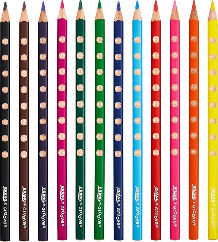 Prang Groove Triangular Colored Pencils, 3.3 Millimeter Cores, 7 Inch Length, Assorted Colors, 24 Count (28124) in Kuwait