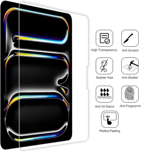 واقي شاشة WD&CD مكون من قطعتين متوافق مع iPad Pro 2024 13 بوصة، بديل لفيلم الزجاج المقسى لجهاز iPad Pro 2024 13 بوصة 【مضاد للخدش 】【مضاد للفقاعات】【عالية الوضوح】 in Kuwait
