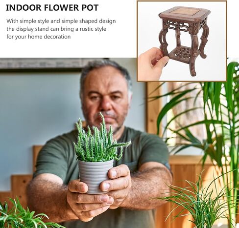 Oriental Plant Stand:Cabilock Wooden Plant Stand Indoor Outdoor Vintage Display Base Flower Pot Holder Buddha Statue Jewelry Figurine Riser Platform for Multiple Plants Corner Tall Flower Holders in Saudi Arabia
