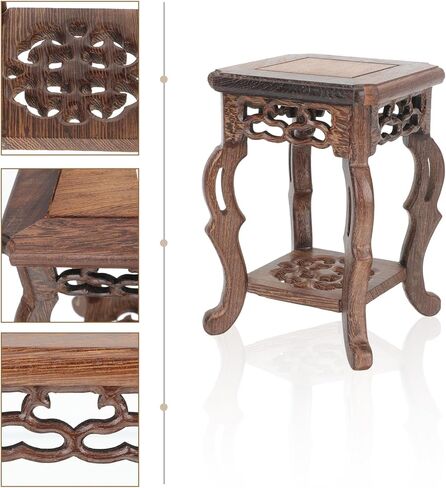 Oriental Plant Stand:Cabilock Wooden Plant Stand Indoor Outdoor Vintage Display Base Flower Pot Holder Buddha Statue Jewelry Figurine Riser Platform for Multiple Plants Corner Tall Flower Holders in Saudi Arabia