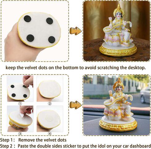 Small Hindu Goddess Saraswati Statue - 3.9"H Marble Look Saraswati Figurine for Car Dashboard India Idol Buddha Statue Home Office Mandir Temple Pooja Item Diwali Puja Gifts in Saudi Arabia