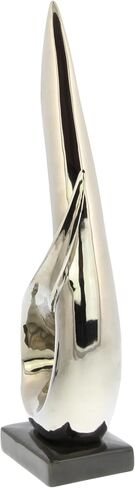 Deco 79 Porcelain Ceramic Abstract Decorative Sculpture Home Decor Statue with Black Base, Accent Figurine 8" x 4" x 17", Silver in Saudi Arabia