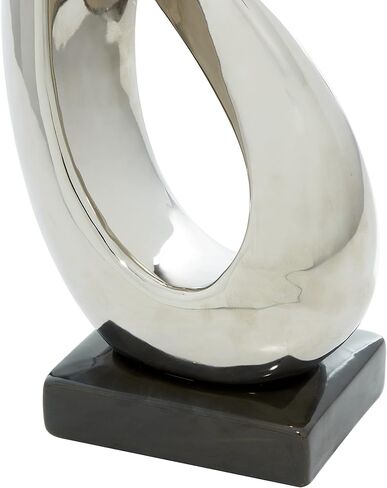 Deco 79 Porcelain Ceramic Abstract Decorative Sculpture Home Decor Statue with Black Base, Accent Figurine 8" x 4" x 17", Silver in Saudi Arabia