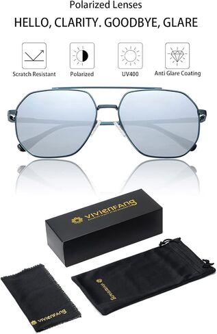 Retro Oversized Square Polarized sunglasses for Women Men, Vintage UV Protection Large Metal Sun Glasses VF2207 in Saudi Arabia
