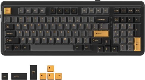 DAREU EK98pro لوحة مفاتيح ميكانيكية لاسلكية، ثلاثية الوضع BT/2.4 جيجا هرتز/USB-C RGB لوحة مفاتيح للألعاب بإضاءة خلفية، مفاتيح خطية مسبقة التشحيم، هيكل الحشية، لوحة مفاتيح مخصصة قابلة للتبديل السريع لنظام Win/Mac in Kuwait