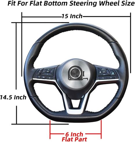 D Shape Microfiber Leather Steering Wheel Cover for Women Universal 15 Inch,Skidproof Durable Heat Resistant Soft Ergonomic Designed, Black in Saudi Arabia