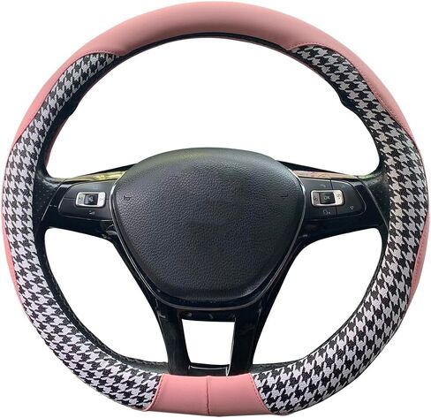 D Shape Microfiber Leather Steering Wheel Cover for Women Universal 15 Inch,Skidproof Durable Heat Resistant Soft Ergonomic Designed, Black in Saudi Arabia