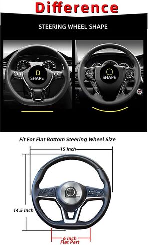 D Shape Microfiber Leather Steering Wheel Cover for Women Universal 15 Inch,Skidproof Durable Heat Resistant Soft Ergonomic Designed, Black in Saudi Arabia