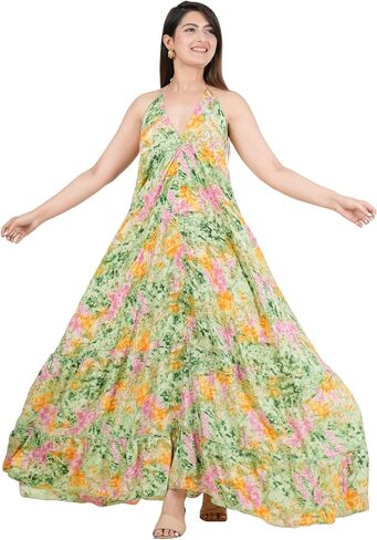 Multi Print Silk Surplice Empire Magic Dress Women's Casual Summer Long Maxi Dress in Saudi Arabia