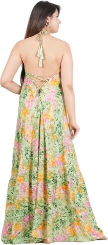 Multi Print Silk Surplice Empire Magic Dress Women's Casual Summer Long Maxi Dress in Saudi Arabia