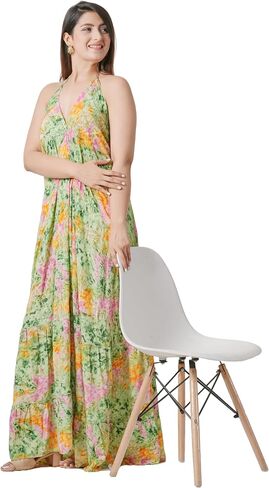 Multi Print Silk Surplice Empire Magic Dress Women's Casual Summer Long Maxi Dress in Saudi Arabia