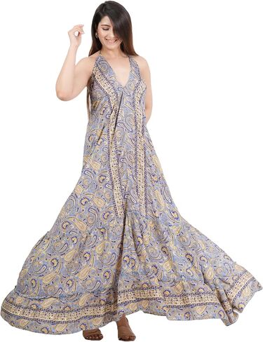 Multi Print Silk Surplice Empire Magic Dress Women's Casual Summer Long Maxi Dress in Saudi Arabia