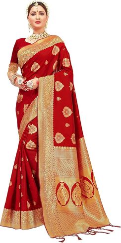 Elina fashion Pack of Two Sarees for Women Banarasi Art Silk Woven Indian Wedding Saree | Diwali Gift Sari Combo in Saudi Arabia
