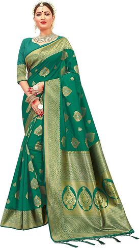 Elina fashion Pack of Two Sarees for Women Banarasi Art Silk Woven Indian Wedding Saree | Diwali Gift Sari Combo in Saudi Arabia