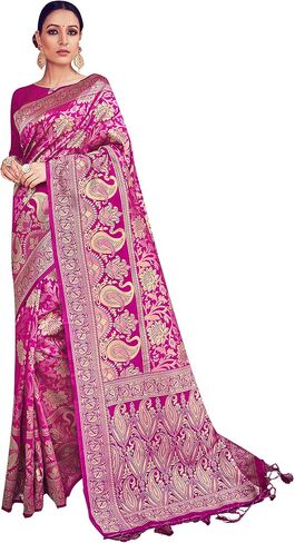 Elina fashion Pack of Two Sarees for Women Banarasi Art Silk Woven Indian Wedding Saree | Diwali Gift Sari Combo in Saudi Arabia