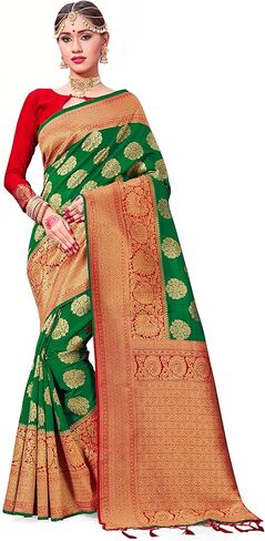 Elina fashion Pack of Two Sarees for Women Banarasi Art Silk Woven Indian Wedding Saree | Diwali Gift Sari Combo in Saudi Arabia